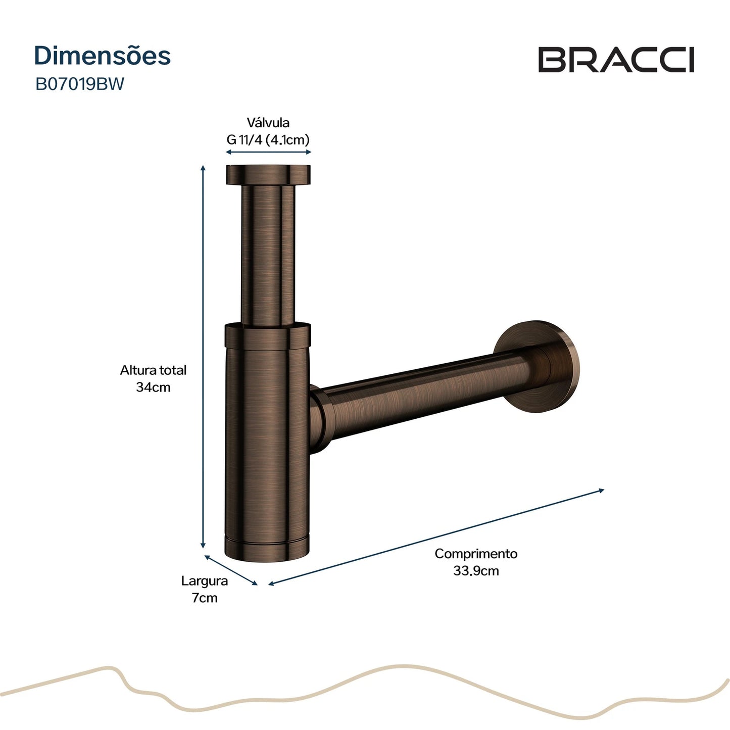 SIFÃO BRONZE ESCOVADO