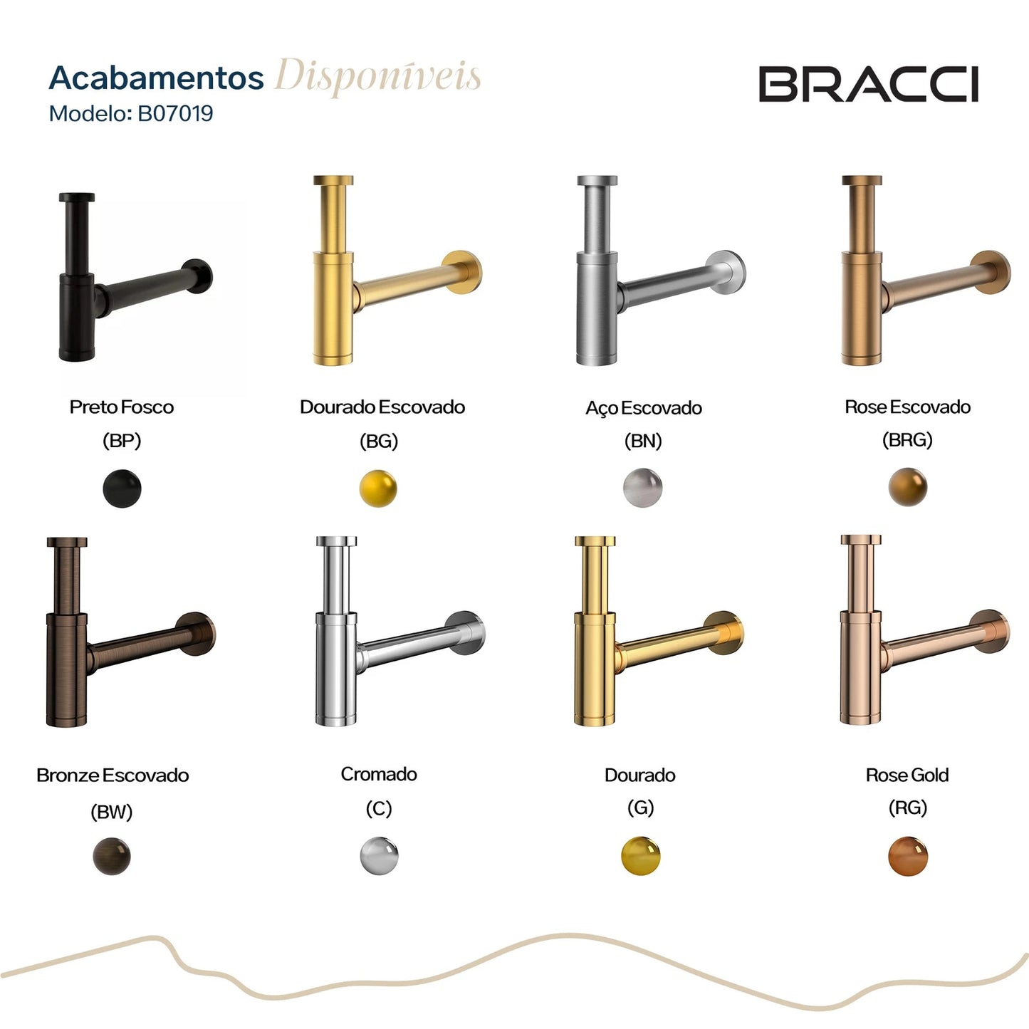 SIFÃO BRONZE ESCOVADO