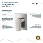 ACABAMENTO MONOCOMANDO DUCHA HIGIÊNICA AÇO ESCOVADO
