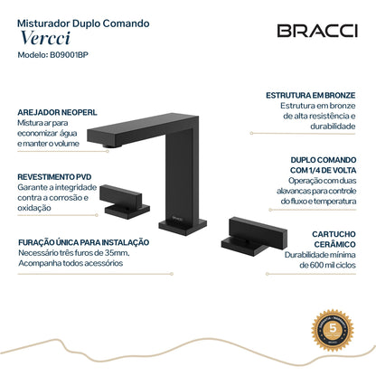 TORNEIRA DUPLO COMANDO Q/F VERCCI PRETO