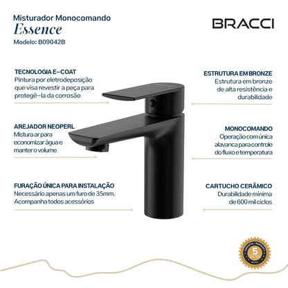 TORNEIRA MONOCOMANDO Q/F ESSENCE BAIXO PRETO