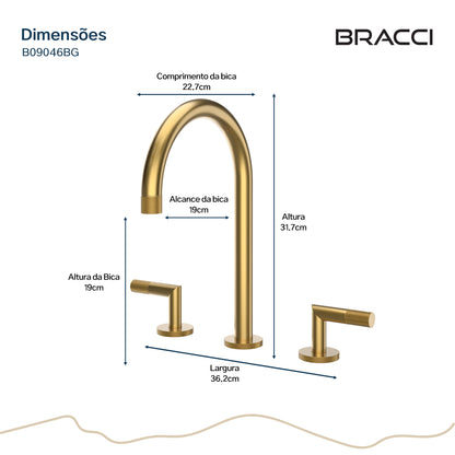TORNEIRA DUPLO COMANDO Q/F ARIA DOURADO ESCOVADO
