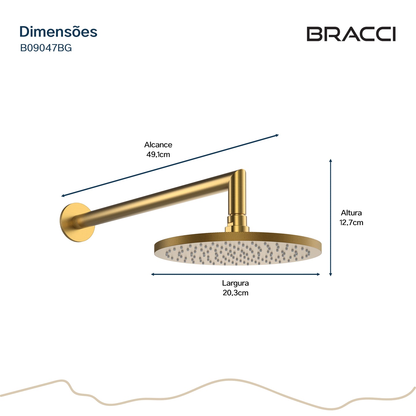 CHUVEIRO DE PAREDE ARIA DOURADO ESCOVADO