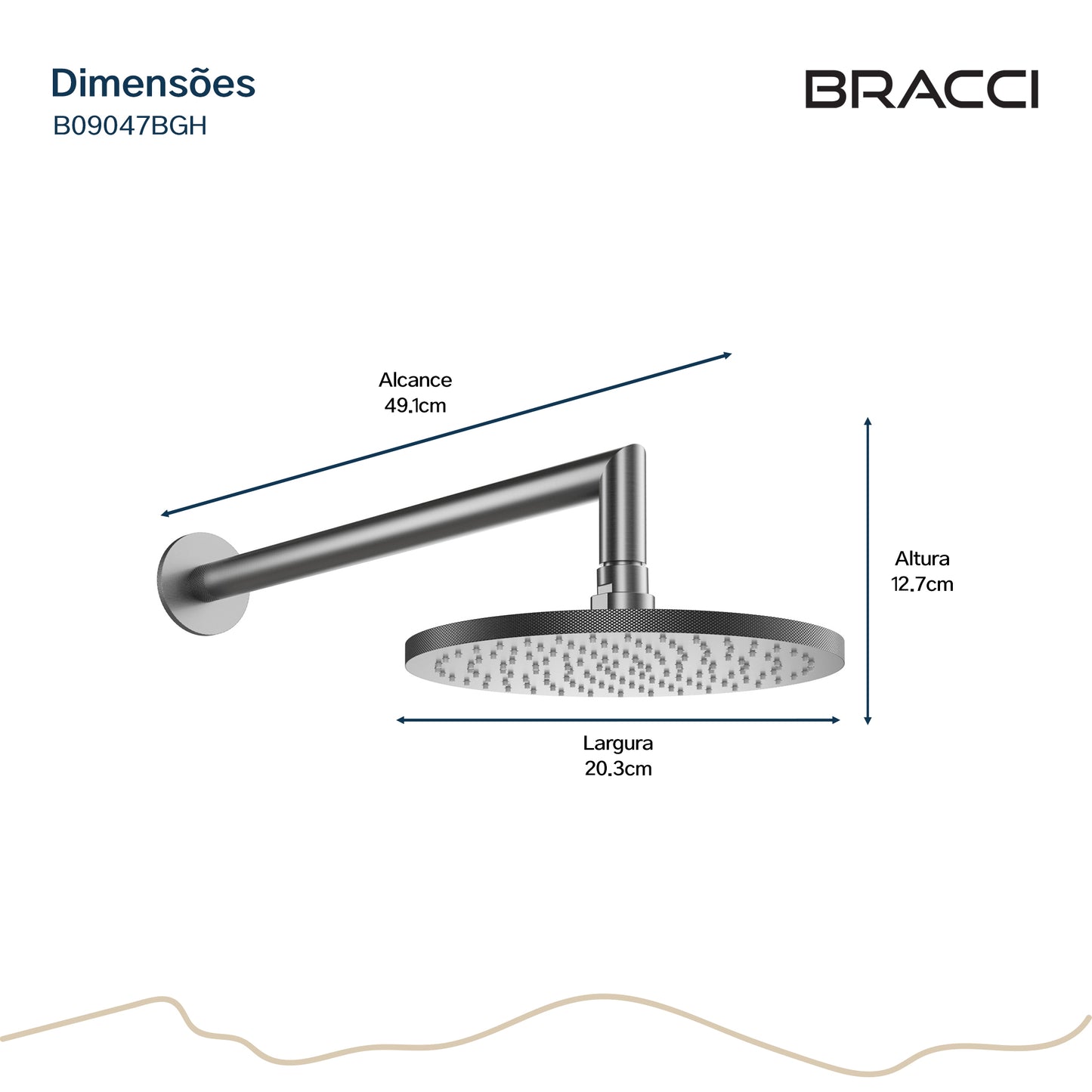 CHUVEIRO DE PAREDE ARIA GRAFITE ESCOVADO