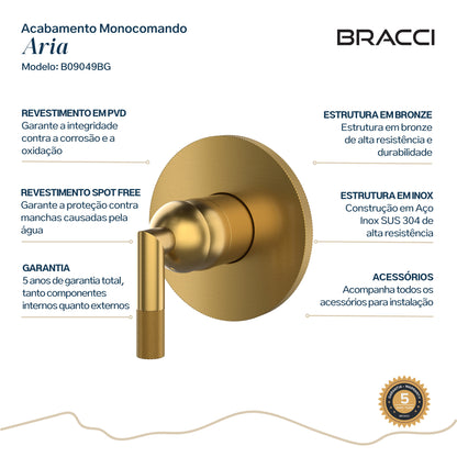 ACABAMENTO MONOCOMANDO DUCHA HIGIÊNICA ARIA DOURADO ESCOVADO