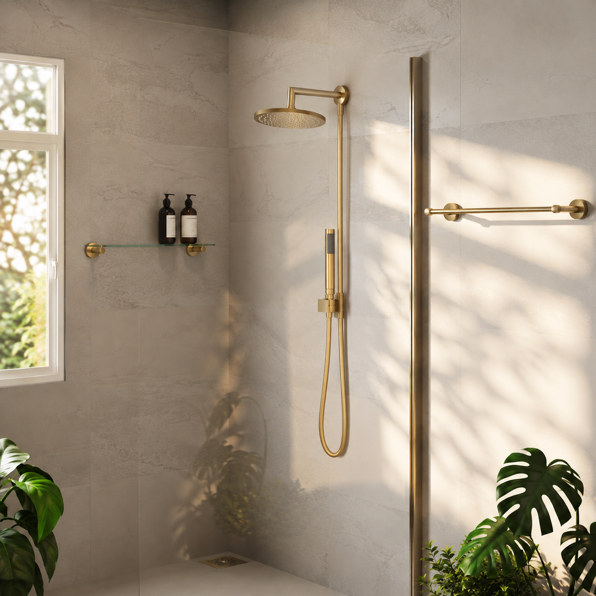 CHUVEIRO PAREDE COM DESVIADOR ARIA DOURADO ESCOVADO