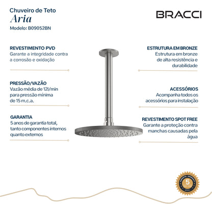 CHUVEIRO DE TETO ARIA AÇO ESCOVADO