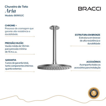 CHUVEIRO DE TETO ARIA CROMADO