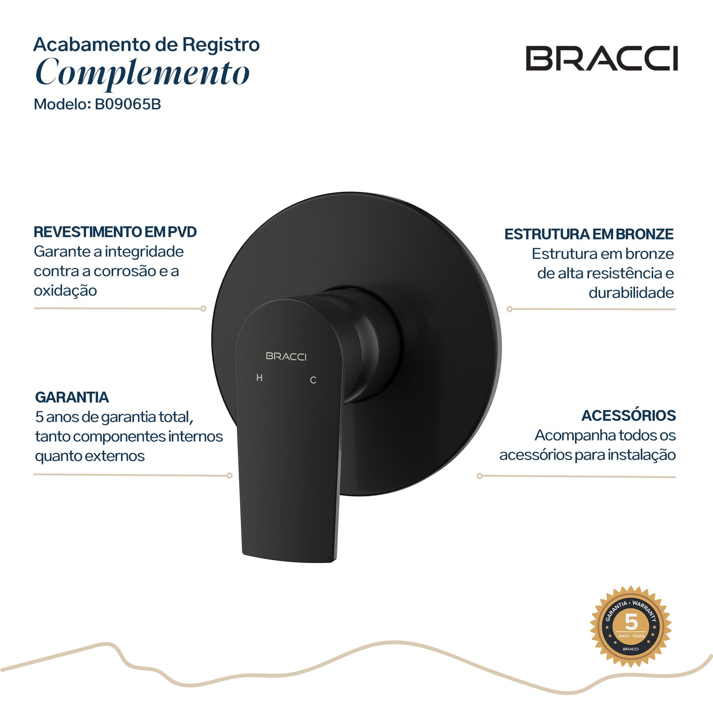 ACABAMENTO MONOCOMANDO CHUVEIRO DOCOL 3/4 PRETO