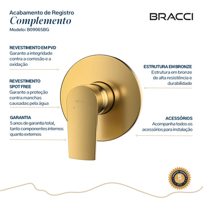 ACABAMENTO MONOCOMANDO CHUVEIRO DOCOL 3/4 DOURADO ESCOVADO