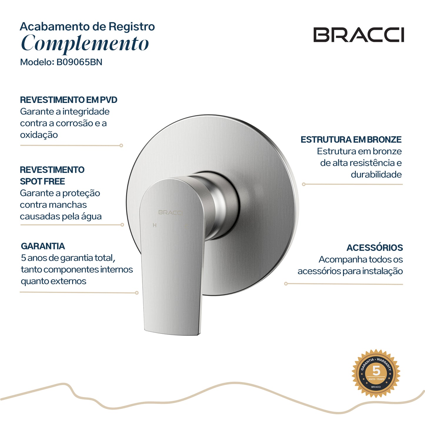 ACABAMENTO MONOCOMANDO CHUVEIRO DOCOL 3/4 AÇO ESCOVADO