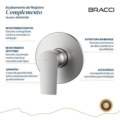 ACABAMENTO MONOCOMANDO CHUVEIRO DOCOL 3/4 AÇO ESCOVADO