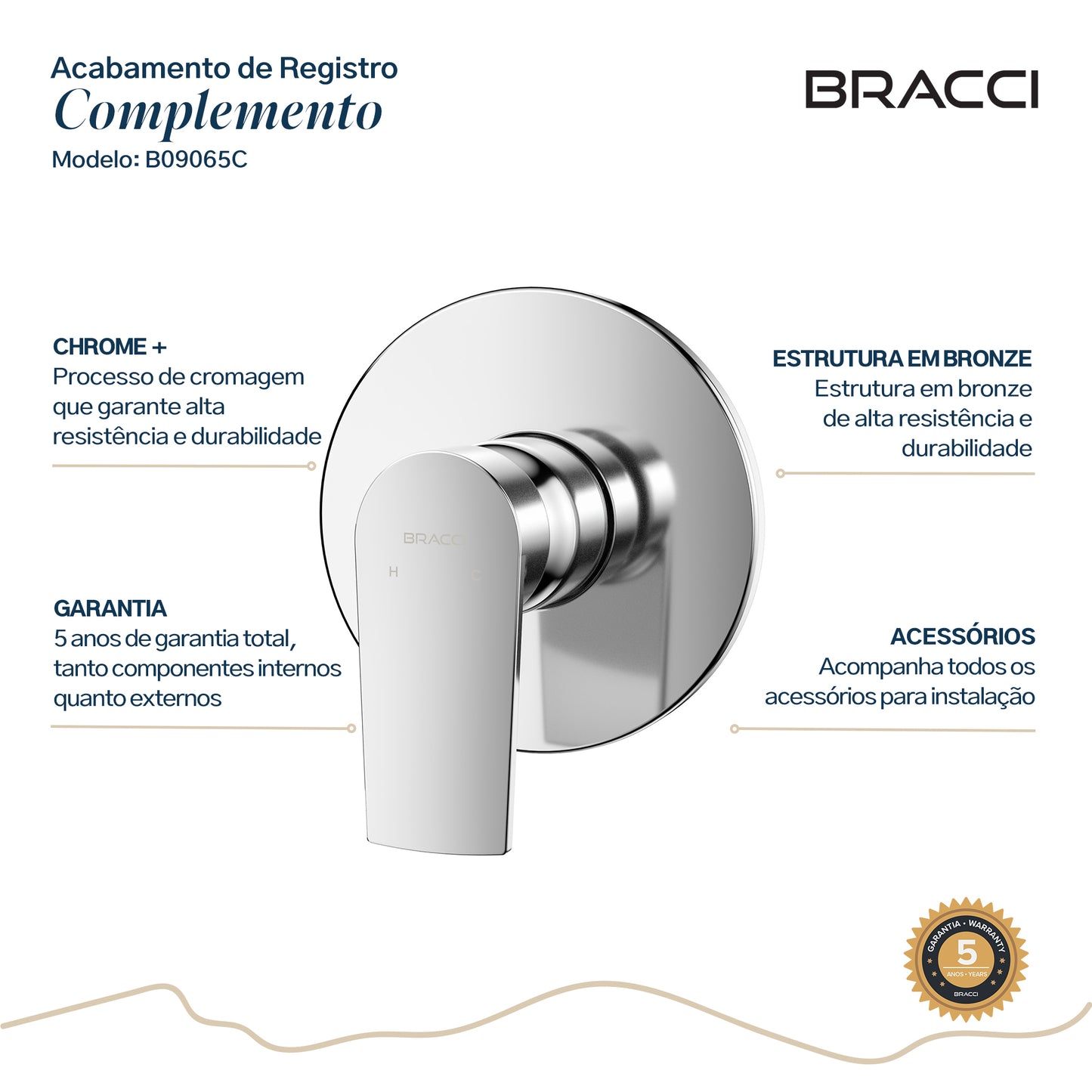 ACABAMENTO MONOCOMANDO CHUVEIRO DOCOL 3/4 CROMADO