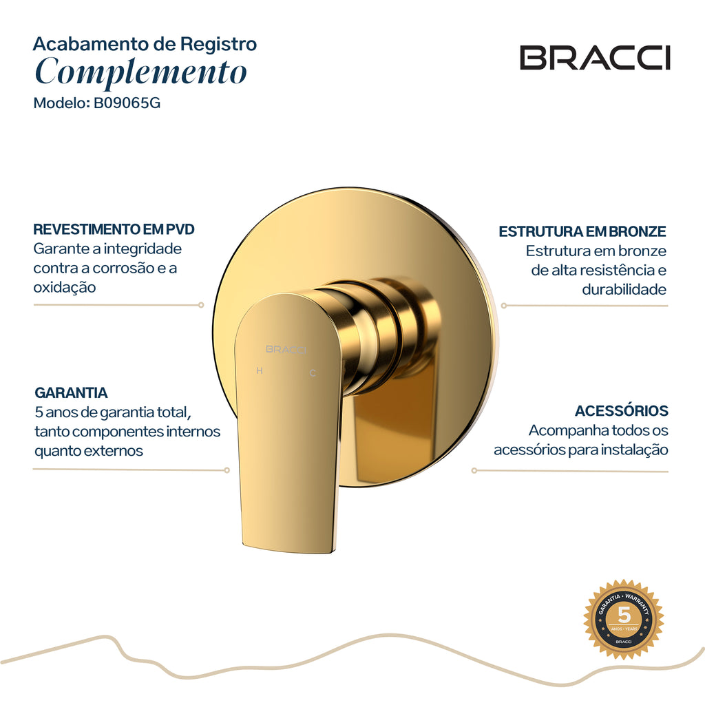 ACABAMENTO MONOCOMANDO CHUVEIRO DOCOL 3/4 DOURADO