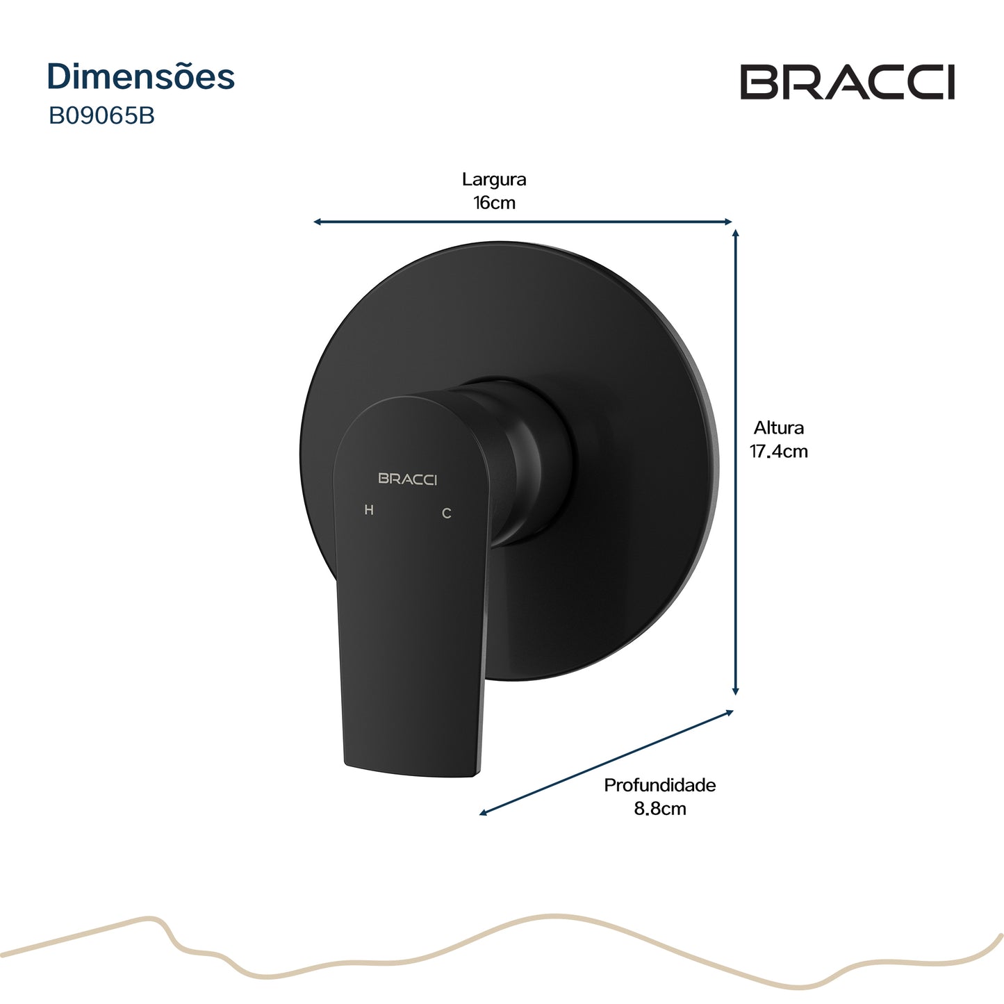 ACABAMENTO MONOCOMANDO CHUVEIRO DOCOL 3/4 PRETO