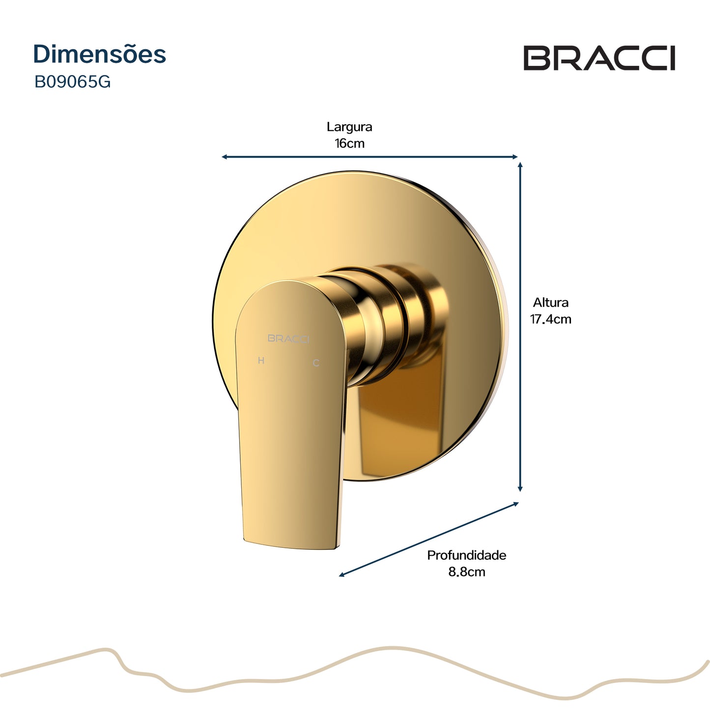 ACABAMENTO MONOCOMANDO CHUVEIRO DOCOL 3/4 DOURADO
