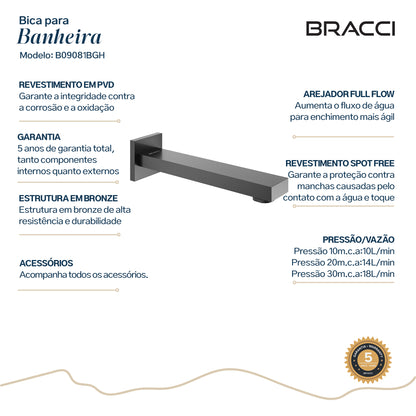 BICA PARA BANHEIRA VERCCI GRAFITE ESCOVADO