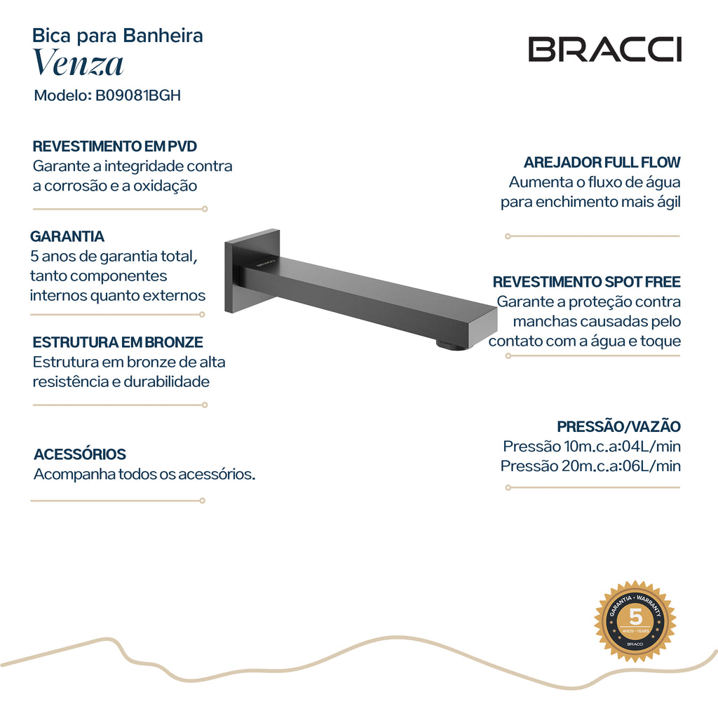 BICA PARA BANHEIRA VENZA GRAFITE ESCOVADO