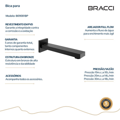 BICA PARA BANHEIRA VERCCI PRETO PVD