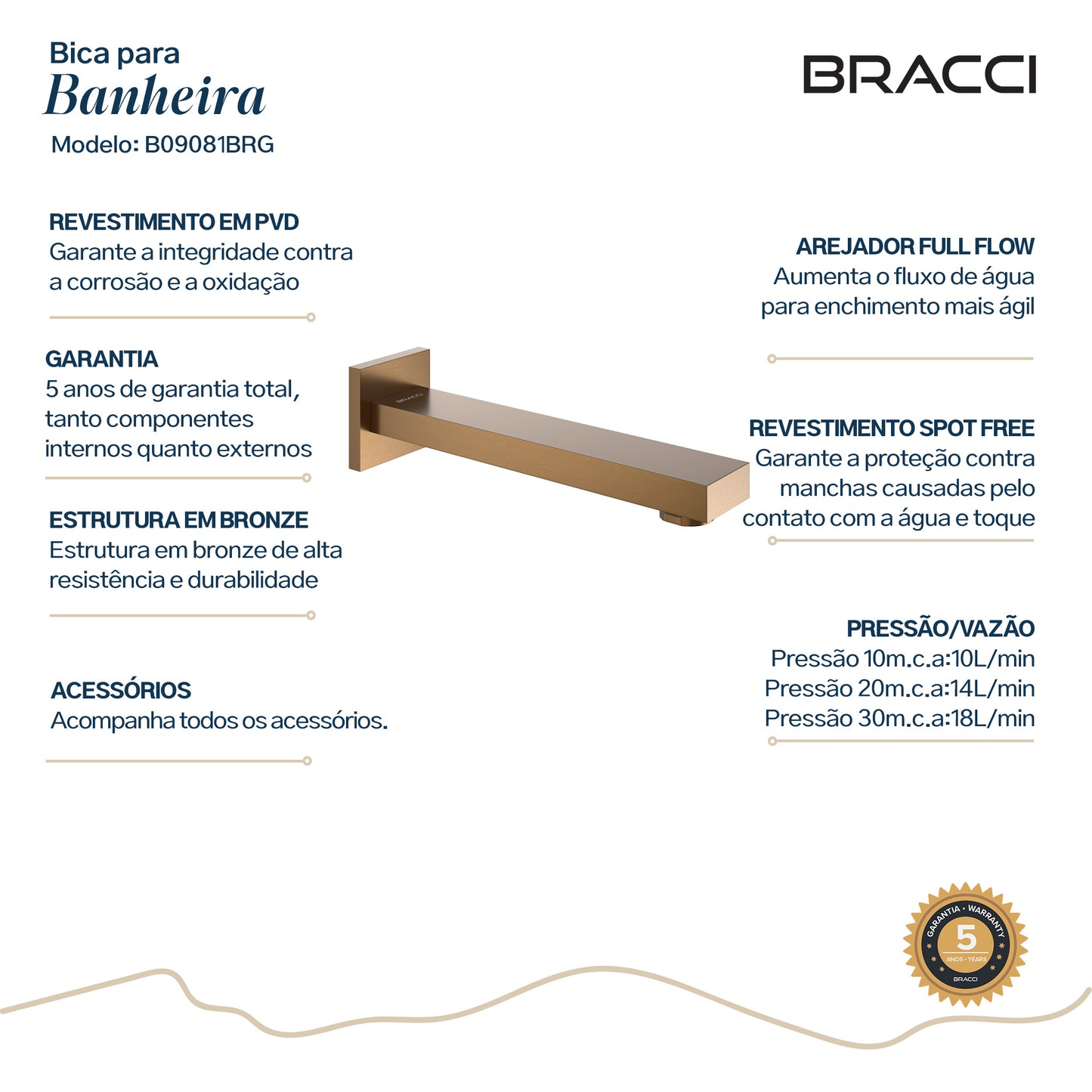 BICA DE TORNEIRA VERCCI ROSE ESCOVADO