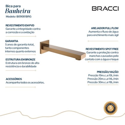 BICA DE TORNEIRA VERCCI ROSE ESCOVADO