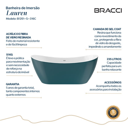 BANHEIRA DE IMERSÃO LAUREN S VERDE COR 316C