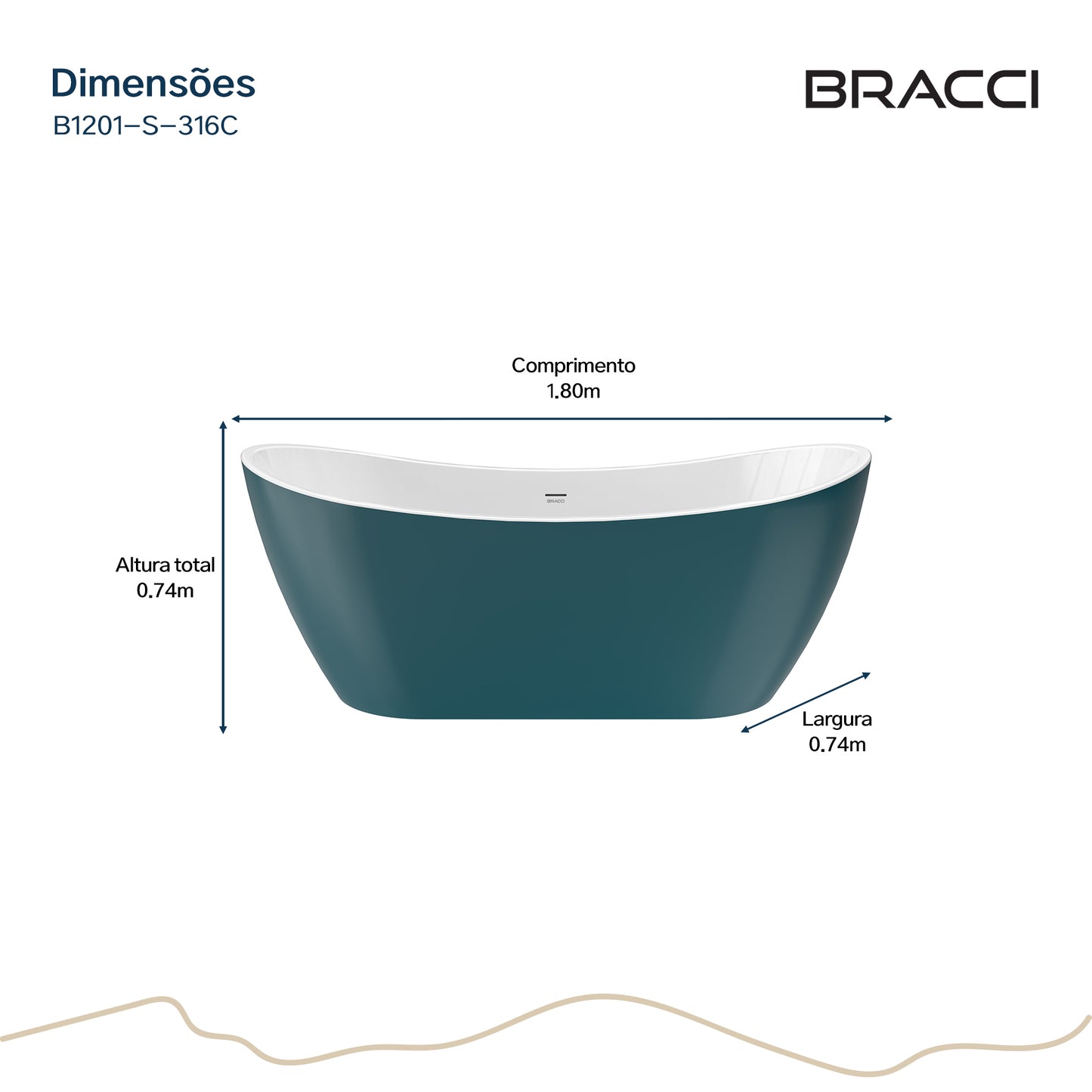 BANHEIRA DE IMERSÃO LAUREN S VERDE COR 316C