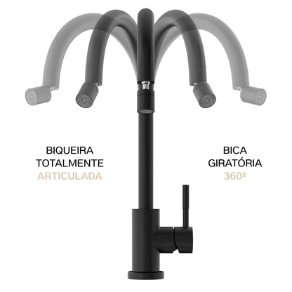 TORNEIRA MONOCOMANDO Q/F ST LOUISE BASIC PRETO PVD