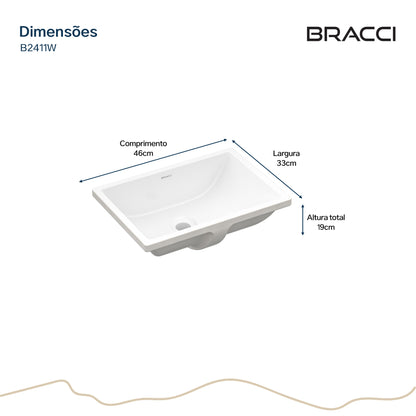 CUBA VENTTI DE EMBUTIR 46CM BRANCO BRILHO