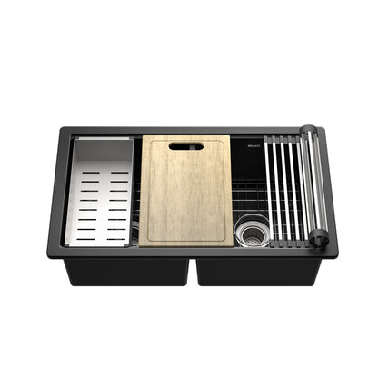 CUBA DE COZINHA DUPLA QUARTZO  79CM
