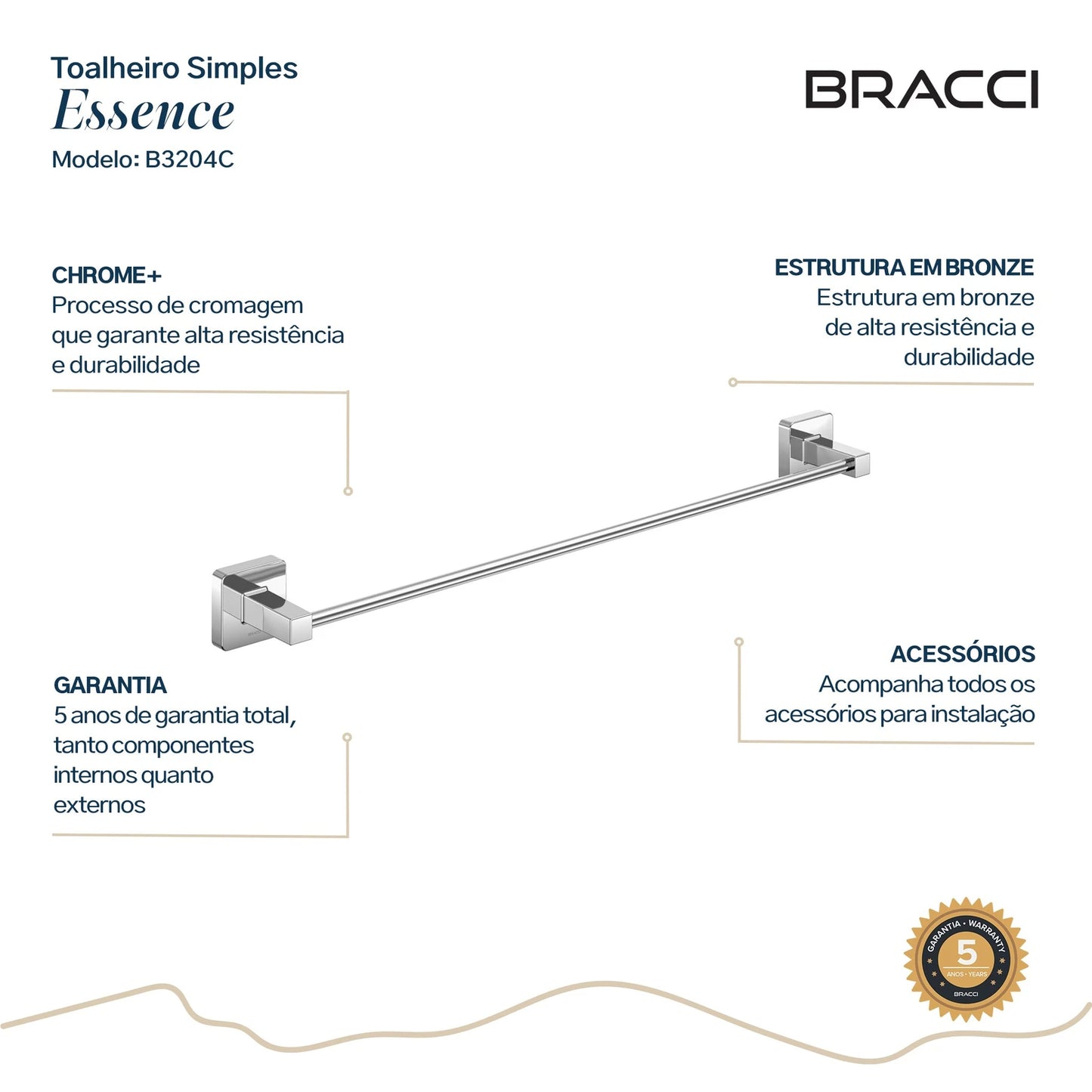 TOALHEIRO SIMPLES ESSENCE CROMADO