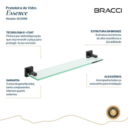 PRATELEIRA VIDRO ESSENCE PRETO