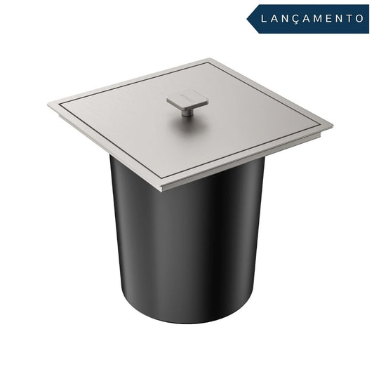 LIXEIRA DE BANCADA DE EMBUTIR AÇO ESCOVADO