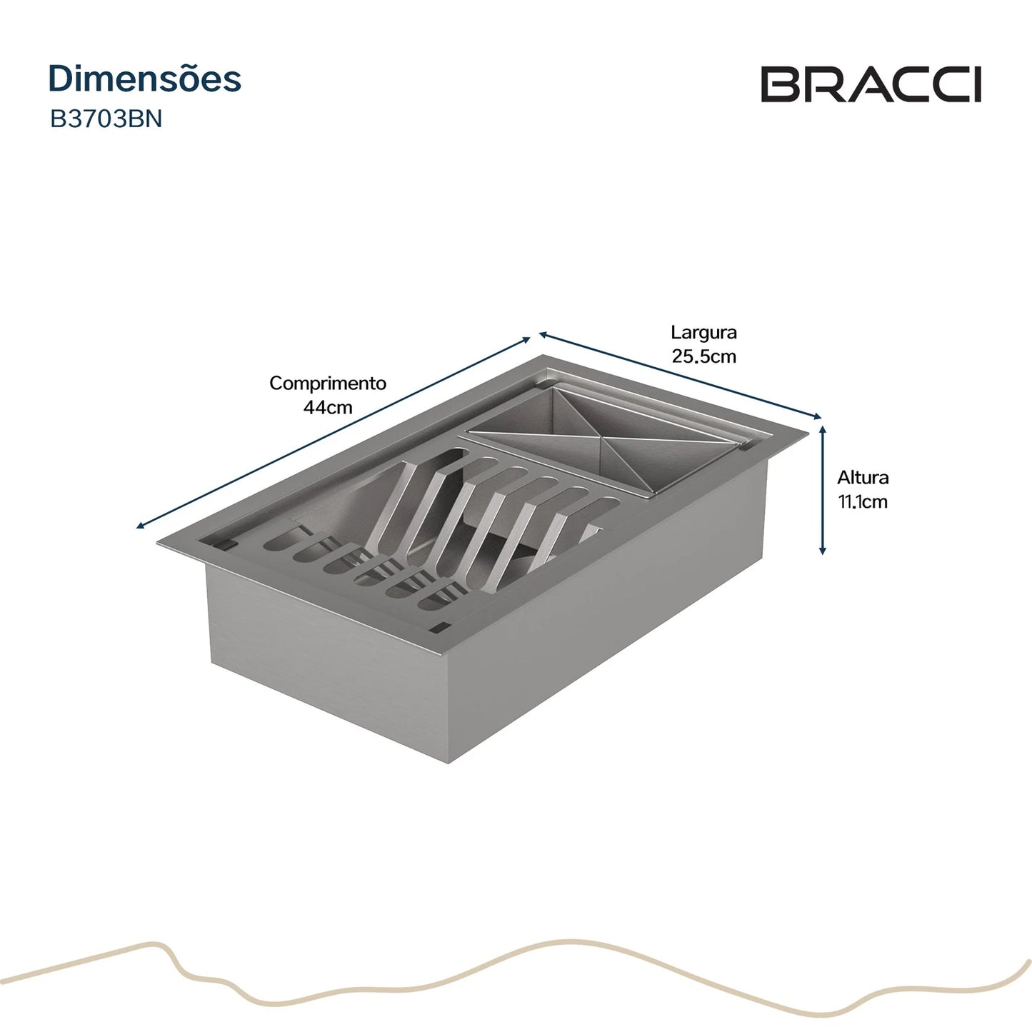 CALHA ÚMIDA AÇO ESCOVADO