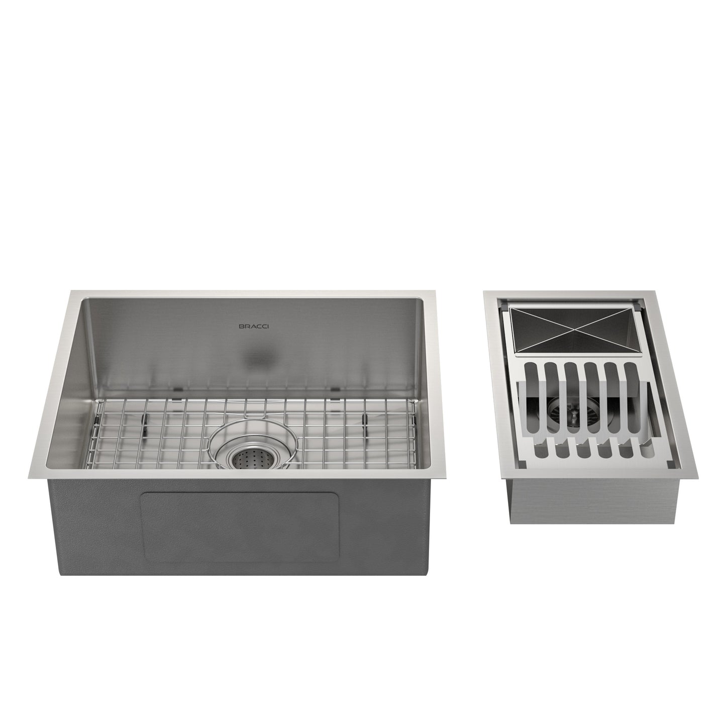 KIT CUBA DE COZINHA 54 CM + CALHA ORGANIZADORA AÇO ESCOVADO