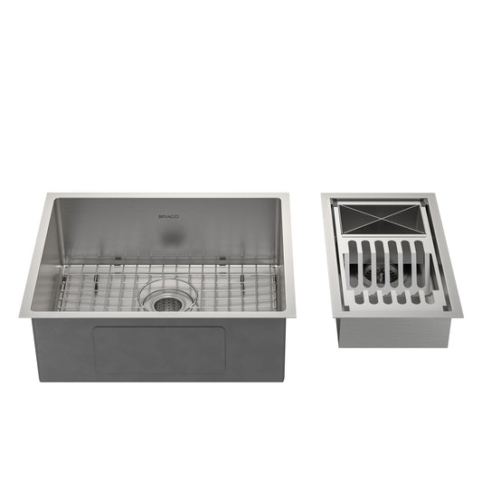 KIT CUBA DE COZINHA 54 CM + CALHA ORGANIZADORA AÇO ESCOVADO