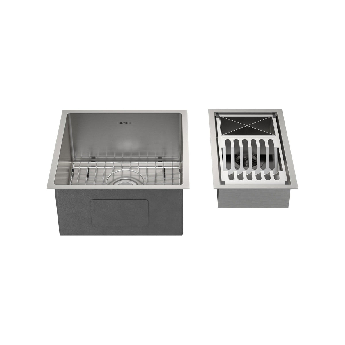 KIT CUBA DE COZINHA 43 CM + CALHA ORGANIZADORA AÇO ESCOVADO