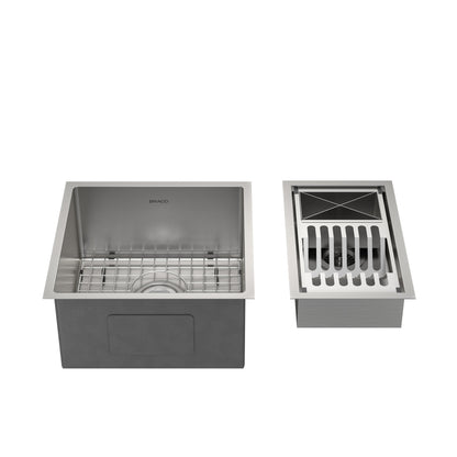 KIT CUBA DE COZINHA 43 CM + CALHA ORGANIZADORA AÇO ESCOVADO