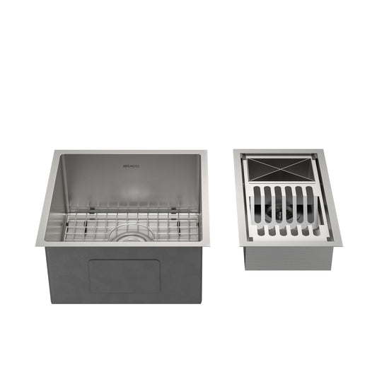 KIT CUBA DE COZINHA 43 CM + CALHA ORGANIZADORA AÇO ESCOVADO