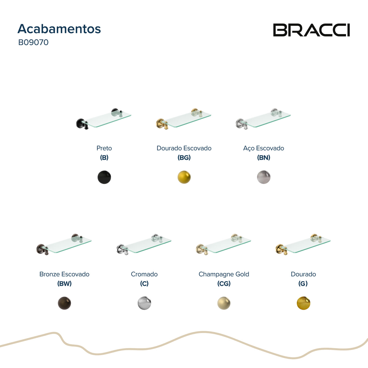 PRATELEIRA VIDRO ST CLAIRE AÇO ESCOVADO 30CM