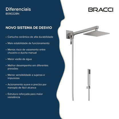 Chuveiro com Desviador Aço Escovado Vercci