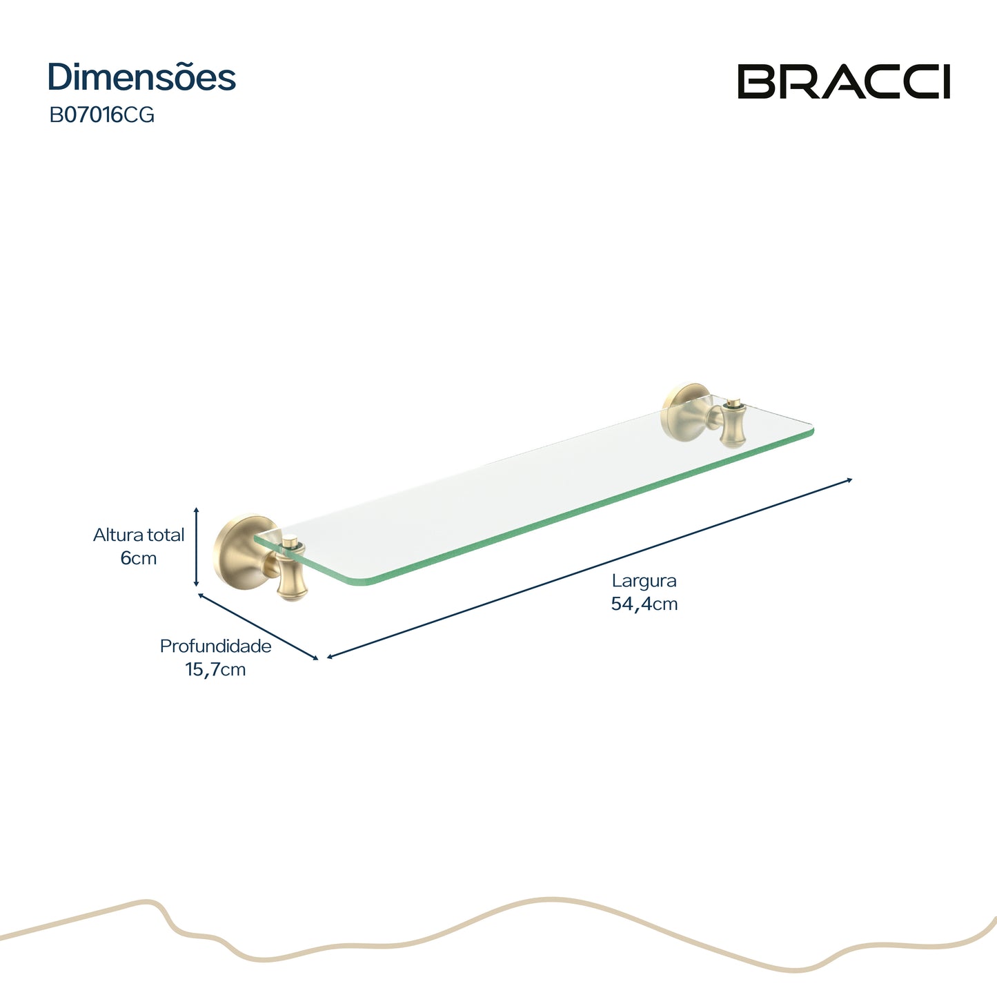 PRATELEIRA VIDRO CHAMPAGNE GOLD