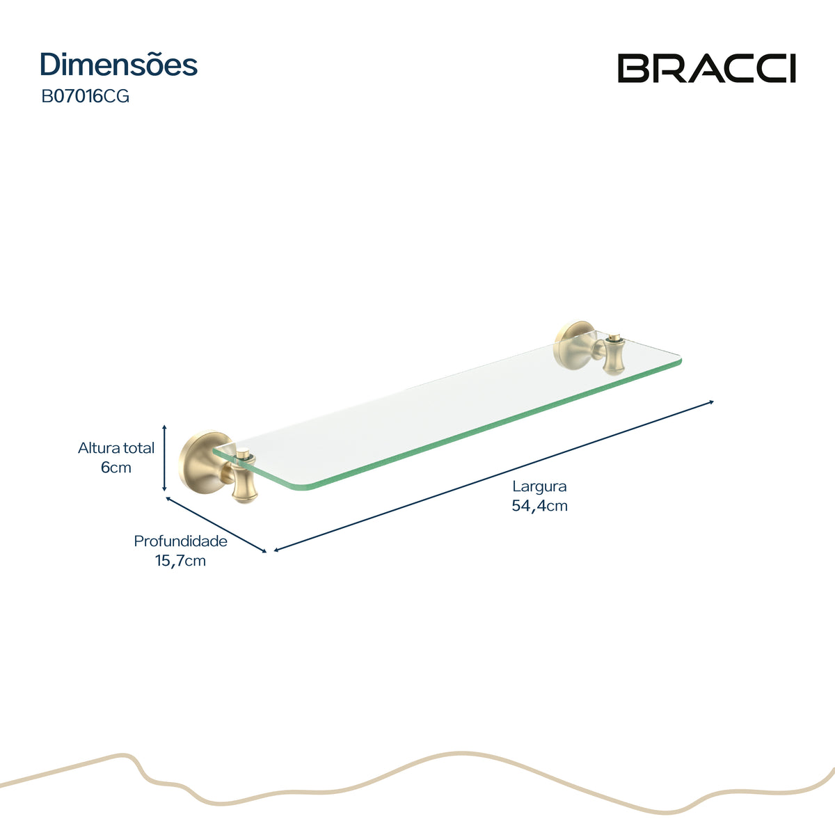 PRATELEIRA VIDRO CHAMPAGNE GOLD