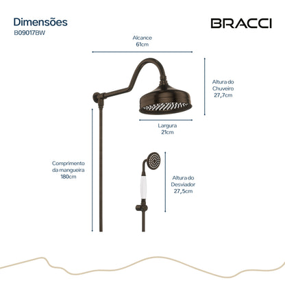 CHUVEIRO COM DESVIADOR BRONZE ESCOVADO