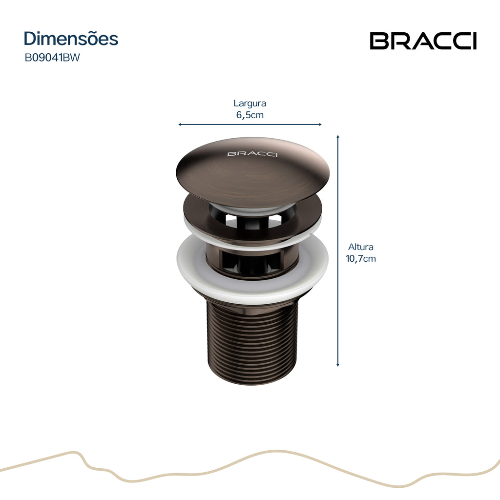 VÁLVULA DE ESCOAMENTO BRONZE ESCOVADO COM LADRÃO