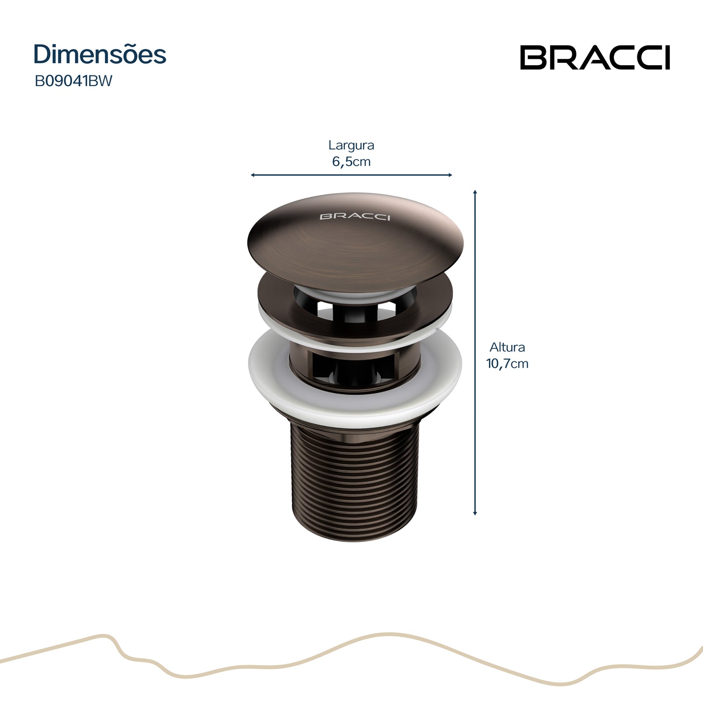 VÁLVULA DE ESCOAMENTO BRONZE ESCOVADO COM LADRÃO