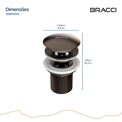 VÁLVULA DE ESCOAMENTO BRONZE ESCOVADO COM LADRÃO