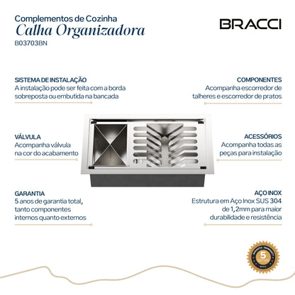 CALHA ORGANIZADORA AÇO ESCOVADO