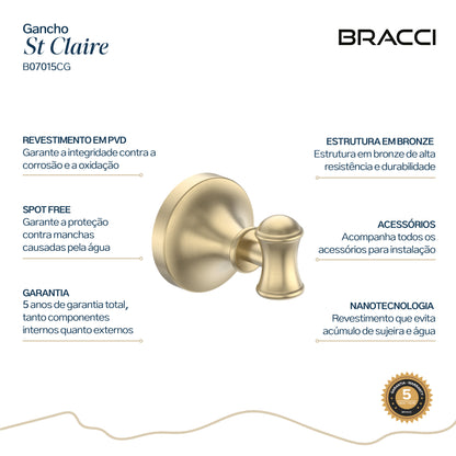GANCHO SIMPLES ST CLAIRE CHAMPAGNE GOLD