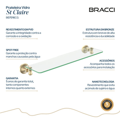 PRATELEIRA VIDRO CHAMPAGNE GOLD
